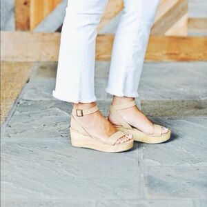 Nisolo Sarita Wooden Wedge - Beige Sandal